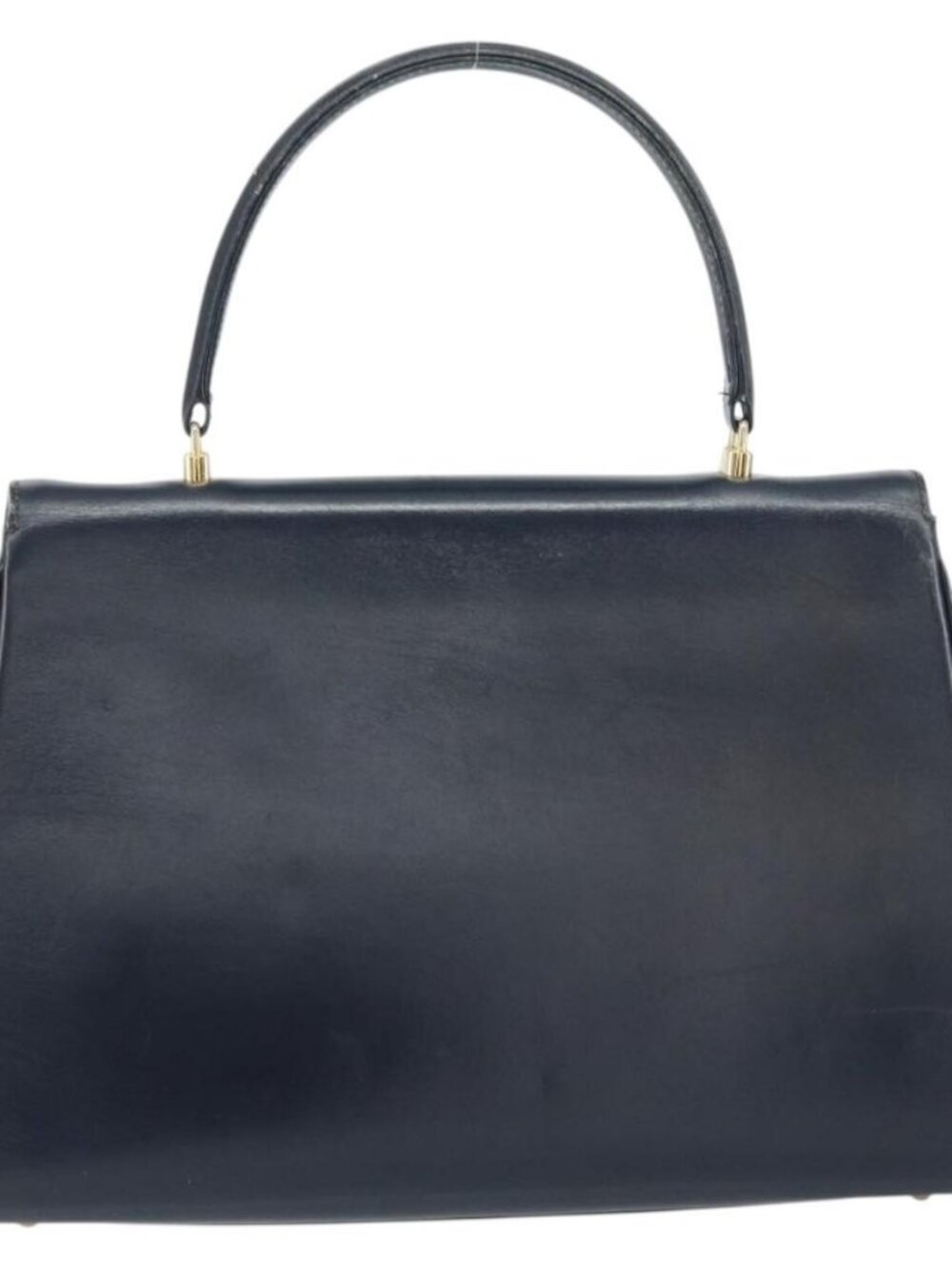 GUCCI Hand Bag Leather Navy Gold Auth - Picture 3 of 8